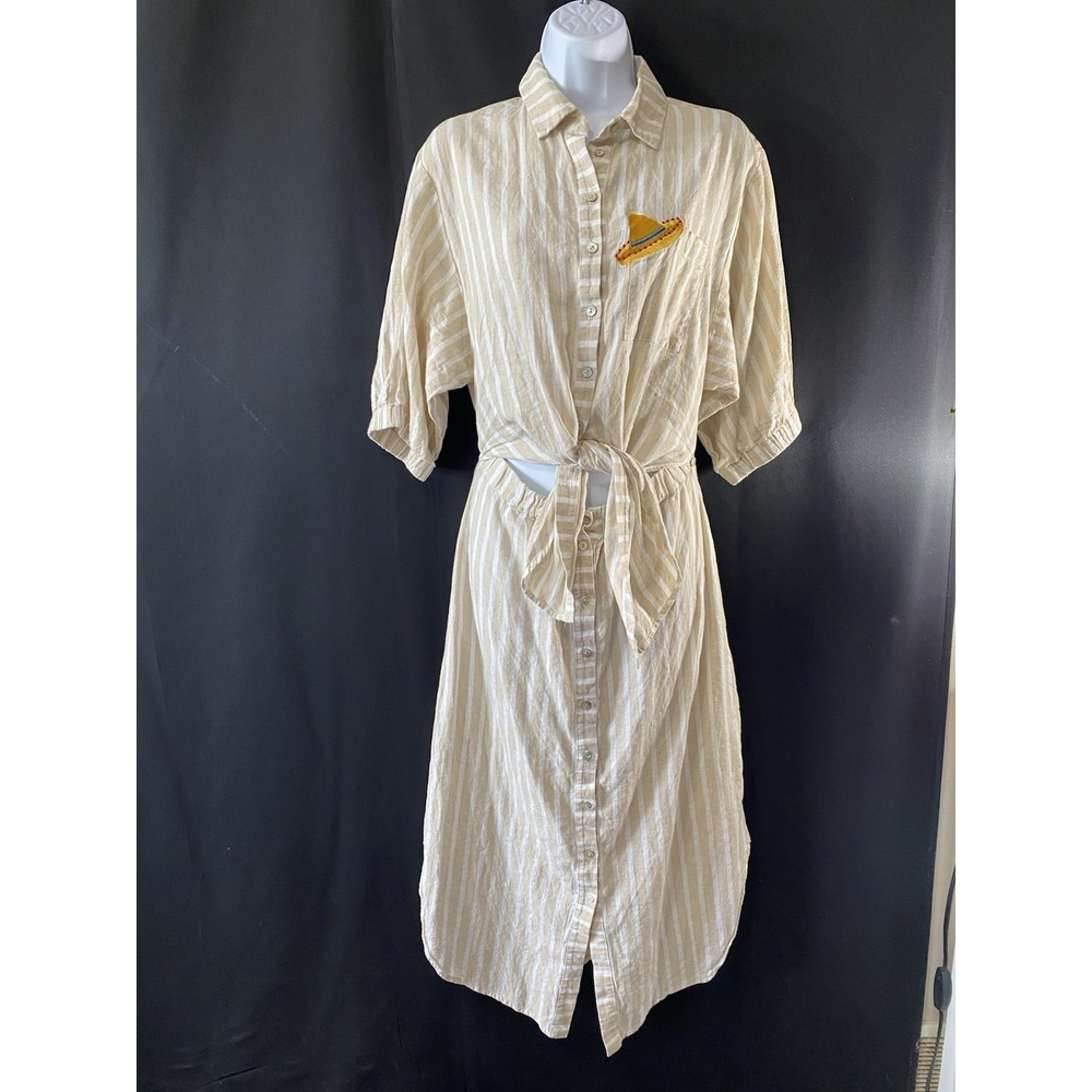 Anthropologie Corey Lynn Calter Fiesta  Dress Size Medium Cinco De Mayo Linen
